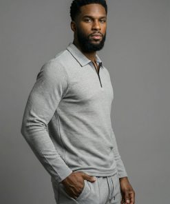 Gray Textured Comfort Polo Set