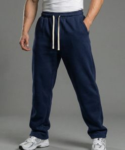 Navy Fleece-Lined Relaxed Sweatpants