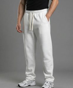 White Fleece-Lined Relaxed Sweatpants