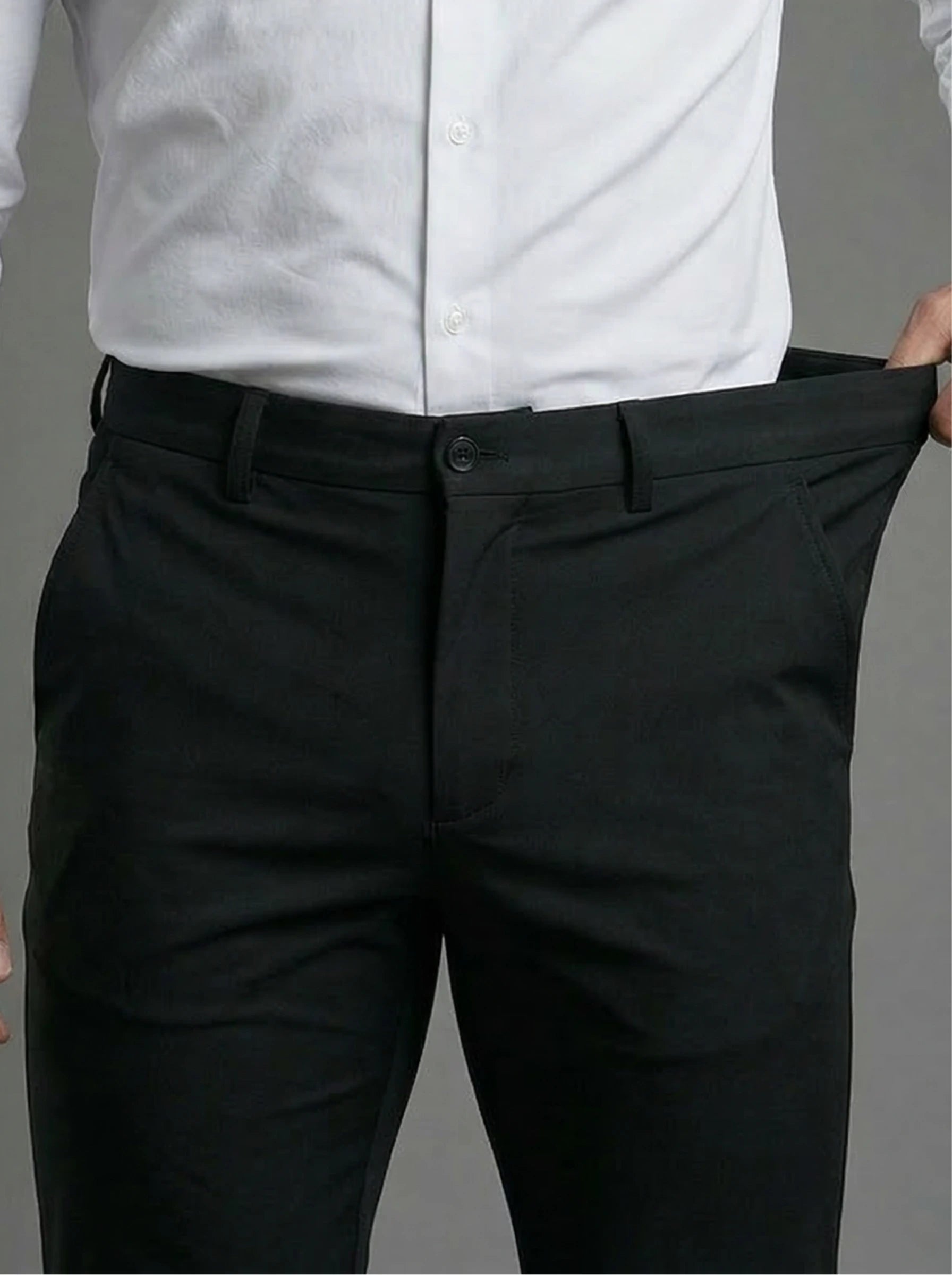 Black Stretch Knit Pleated Pants - Image 2