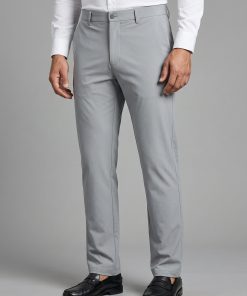 Light Gray Stretch Knit Pleated Pants