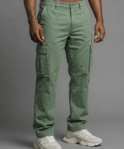 Green Modern Cotton Cargo Pants